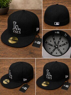 NWT New Era Los Angeles Dodgers 59FIFTY Fitted Hat Black White
